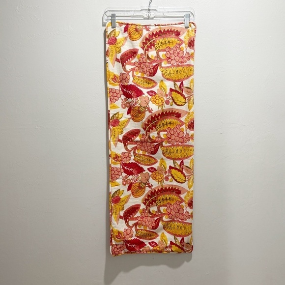 POTTERY BARN Ivory Orange Paisley Cotton Linen Blend Pillow Cover Sham 14” X 36” - Picture 2 of 10